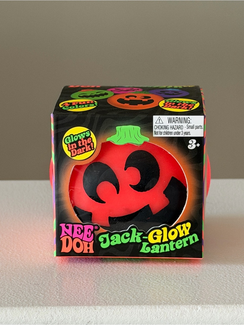 NeeDoh Jack-Glow Lantern Kids Toy - Red Glow Pumpkin